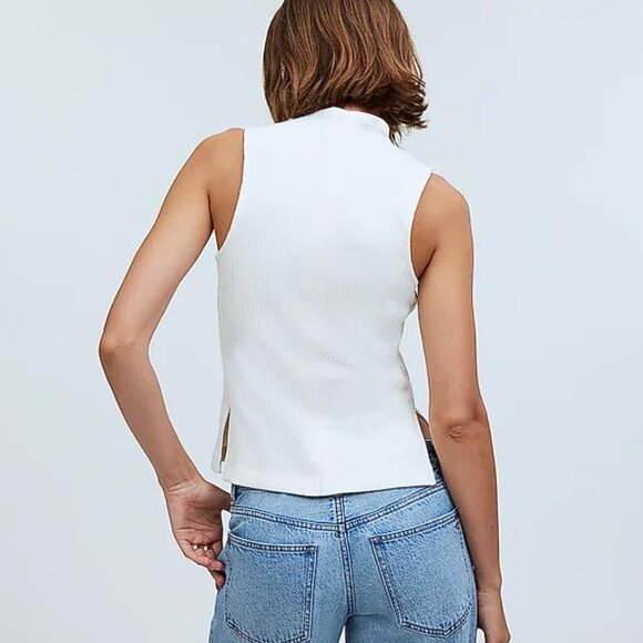 MADEWELL Women's Side-Slit Mockneck Tank Size S In Lighthouse - Picture 3 of 12